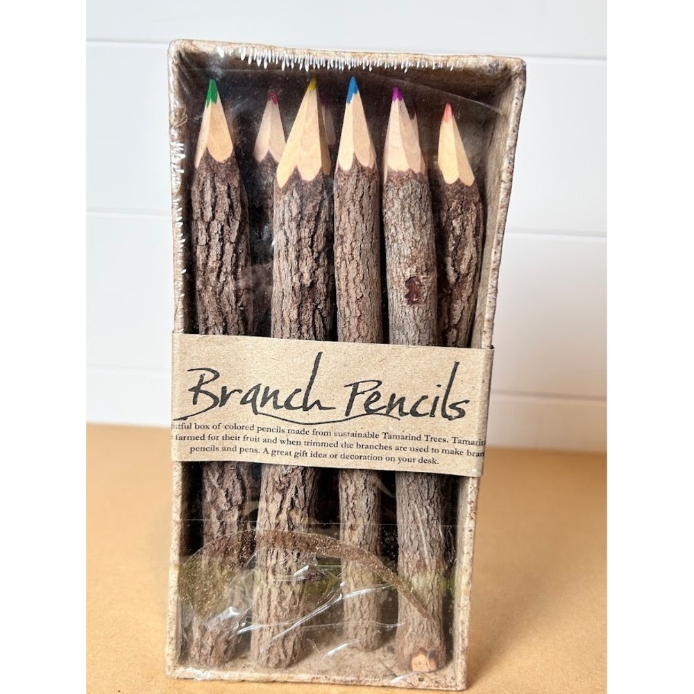 SiamMandalay‎ Set of 10 Branch Colored Pencils Sustainable Tamarind Wood Natural